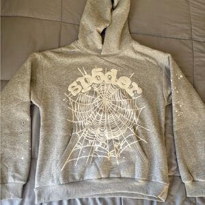 Gray Spider Web Graphic Hoodie